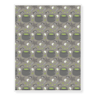 Halloween Pattern With Spider lines and Grey Temporary Tattoos