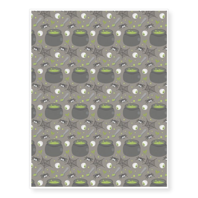 Halloween Pattern With Spider lines and Grey Temporary Tattoos (Front)