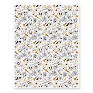 Halloween Pattern With Spider lines and White Temporary Tattoos