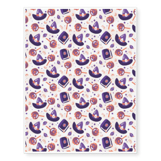 Halloween Pattern With Witch hat and White Pattern Temporary Tattoos