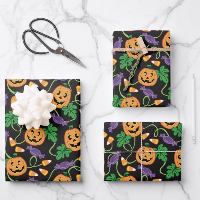 HALLOWEEN PATTERN WRAPPING PAPER SHEETS (Front)