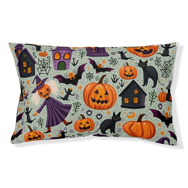 Halloween-Patterned Dog Bed (Front)