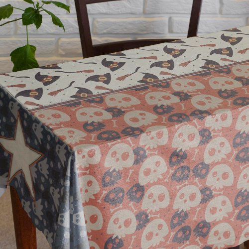 Halloween Patterns Texas State Flag Tablecloth