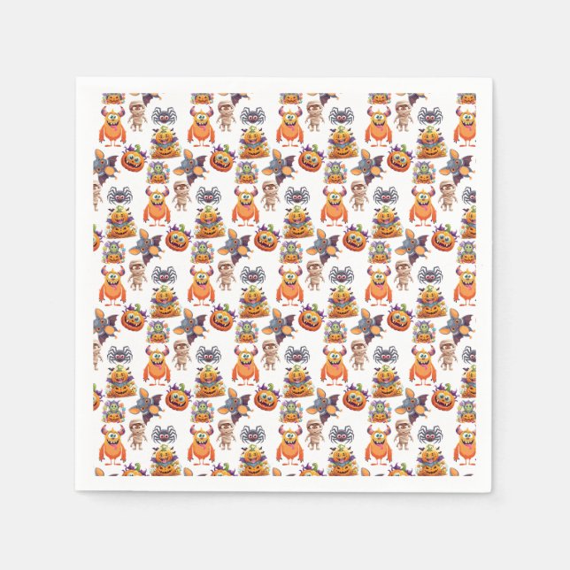 Halloween Patttern Of Creatures Napkins (Front)