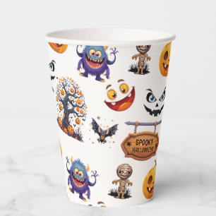 Halloween Patttern On Paper Cups