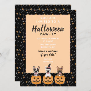 Halloween Pawty French Bulldogs Trick Or Treating Invitation