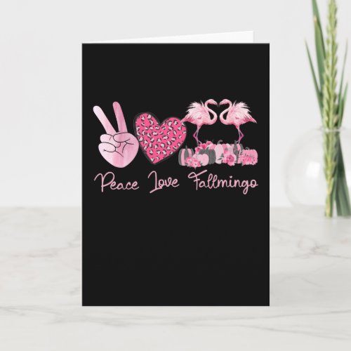 Halloween Peace Love Fallmingo Flamingo Pumpkin Card