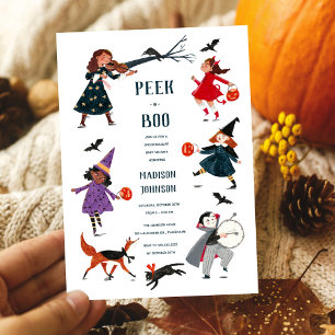 Halloween Peek a Boo Cute Baby Shower Invitation