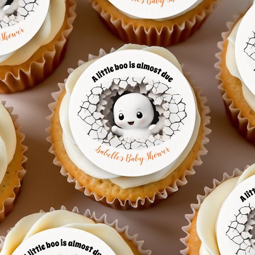 Halloween Peeking Little Boo Ghost Baby Shower Edible Frosting Rounds