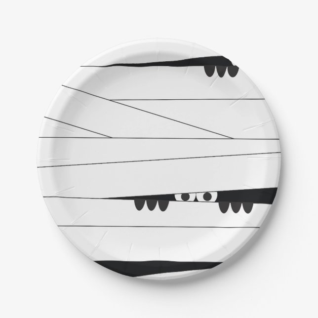 Halloween Peeking Mummy Paper Plates (Front)