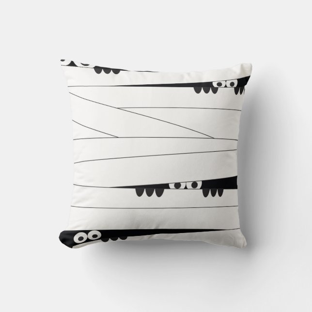 Halloween Peeking Mummy Throw Pillow (Front)
