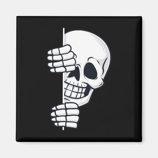Halloween Peeking Skeleton Scary Boys Girls Kids  Magnet (Front)