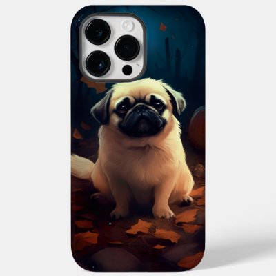 Halloween Pekingese With Pumpkins Scary Case-Mate iPhone 14 Pro Max Case