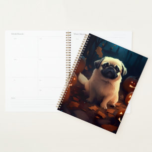 Halloween Pekingese With Pumpkins Scary Planner