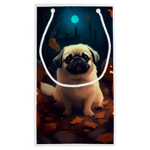 Halloween Pekingese With Pumpkins Scary Small Gift Bag