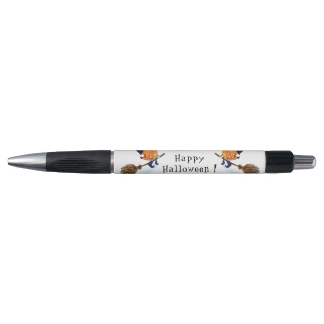 Halloween Pen Witch Pumpkin Flying Broom Fun (Front)