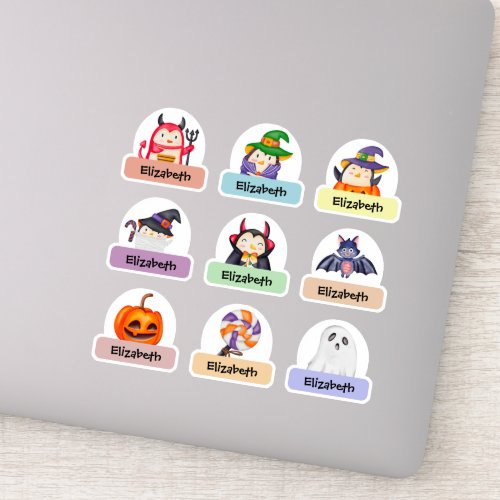 Halloween Penguin Personalized Name Sticker Pack
