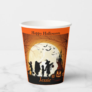 Halloween Personalize Name Kids Party Paper Cups
