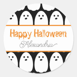 Halloween Personalized Cute Ghosts Classic Round Sticker