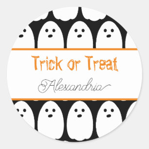 Halloween Personalized Cute Ghosts Trick or Treat Classic Round Sticker