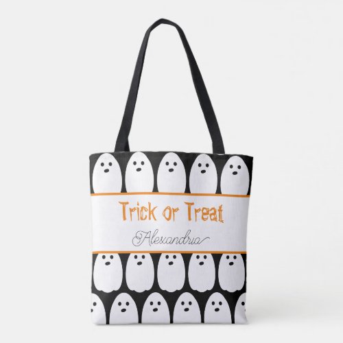 Halloween Personalized Cute Ghosts Trick or Treat Tote Bag