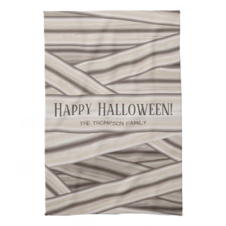 Halloween Personalized Family Name Mummy Stripes Towel