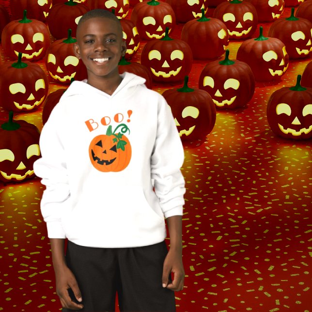  Halloween Personalized Jack O Lantern Boo Kids Hoodie (Looking good in this bool hoody!)