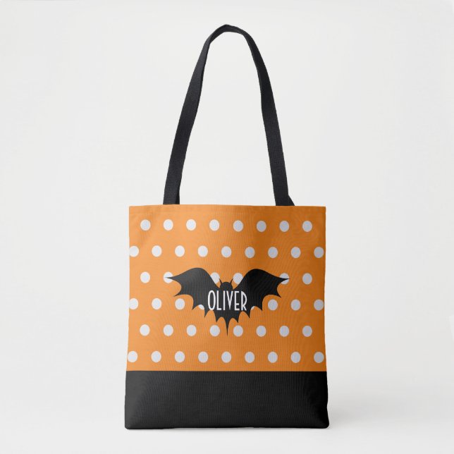 Halloween personalized trick or treat monogram  tote bag (Front)