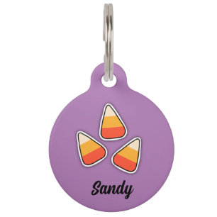 Halloween pet tag, candy corn dog tag