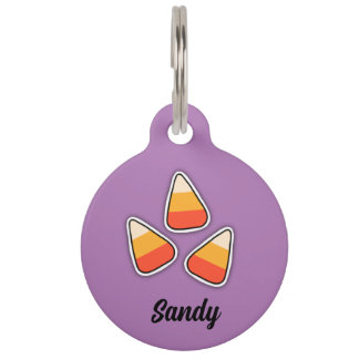 Halloween pet tag, candy corn dog tag