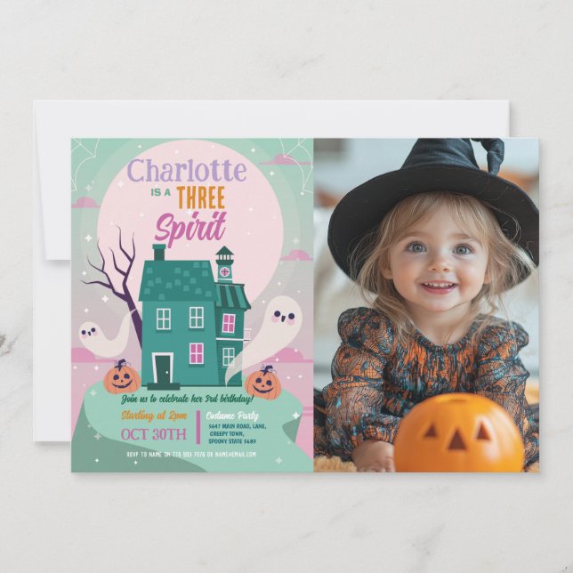 Halloween Photo 3rd Ghosts House Party Haunted  Invitation (Front)