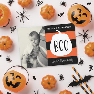 Halloween Photo Boo Pumpkin Photo Card