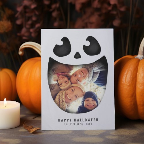 Halloween Photo Card  Skeleton Jack O Lantern