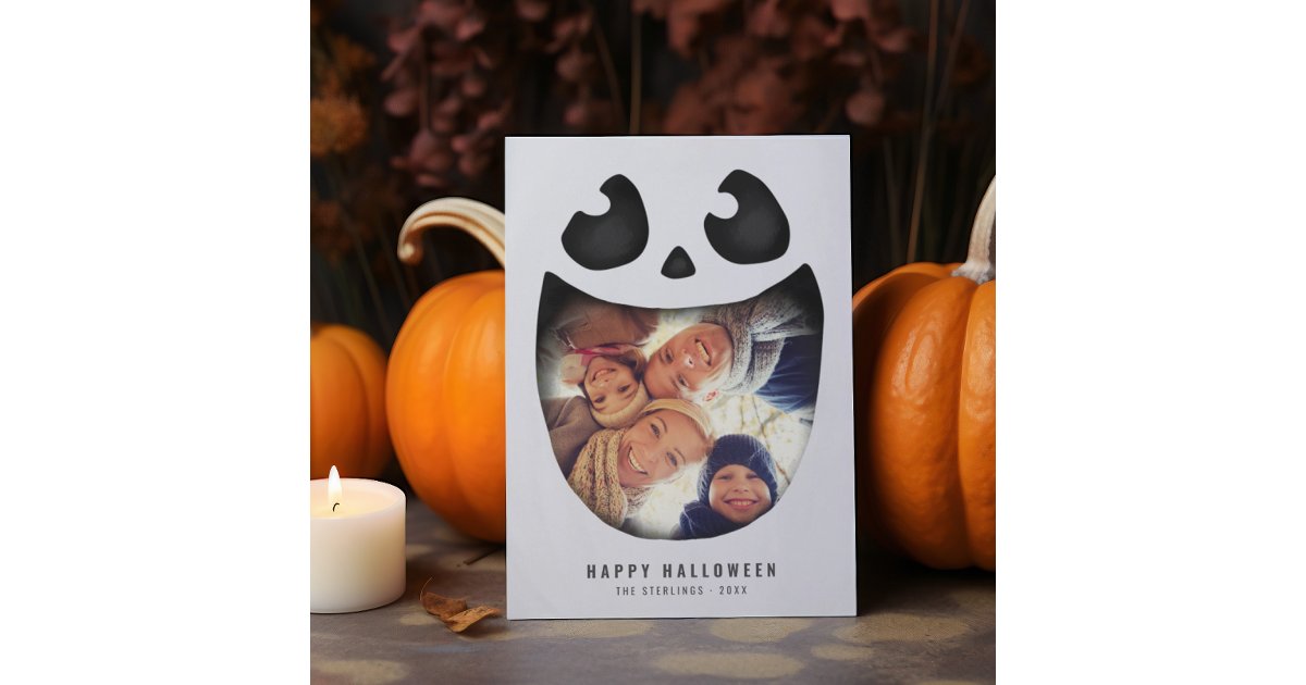 Halloween Photo Card | Skeleton Jack O Lantern | Zazzle