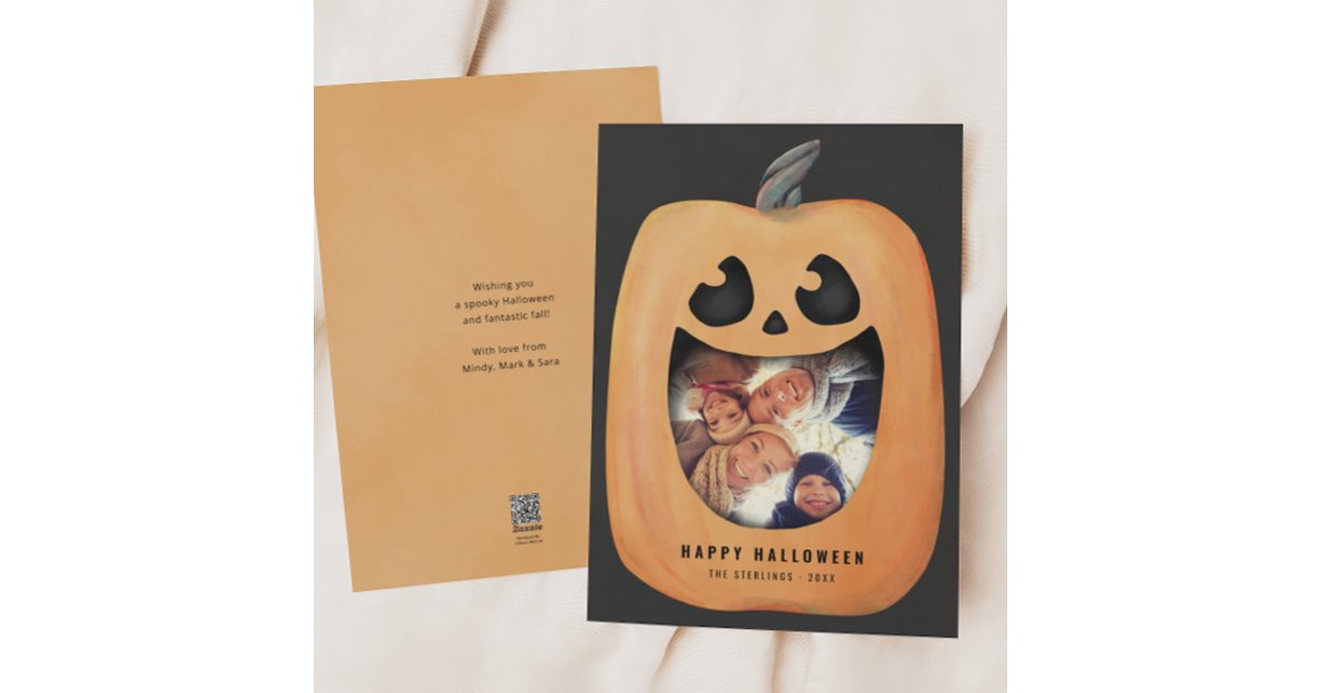 Halloween Photo Card with Jack O Lantern Pumpkin | Zazzle