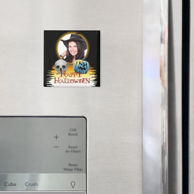 Halloween Photo Frame Skull and Jack o' Lantern Magnet (In Situ (Fridge))