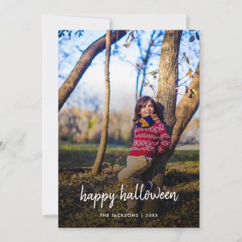 Halloween Photo  Modern Trendy Stylish Flat Card