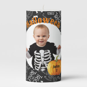 Halloween Photo Personalize Name Trick or Treat Pillar Candle
