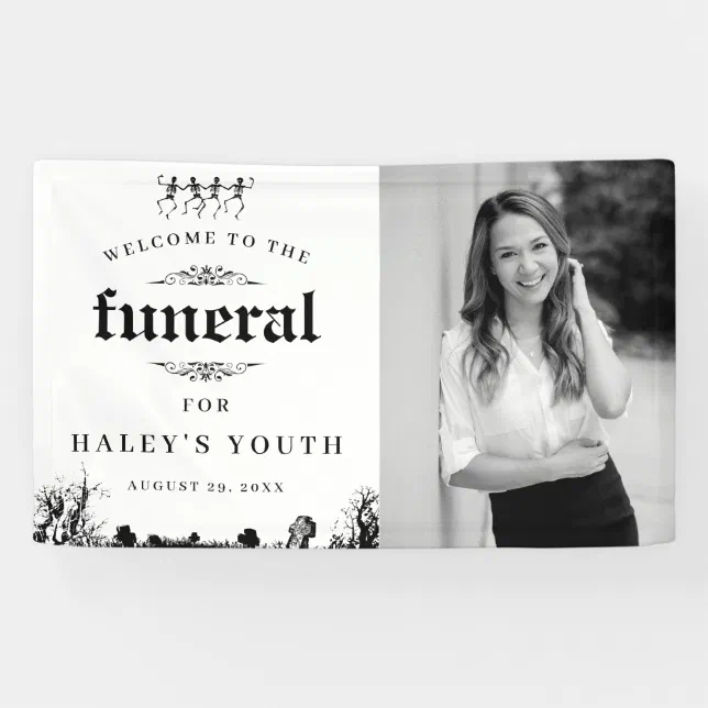 Halloween Photo RIP Twenties 30th Funeral Birthday Banner | Zazzle