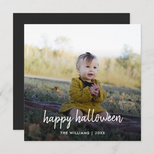 Halloween Photo Stylish Trendy Modern Script Card