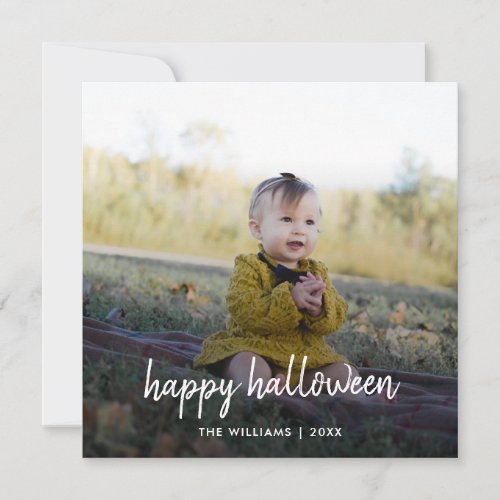 Halloween Photo Stylish Trendy Modern Script Card