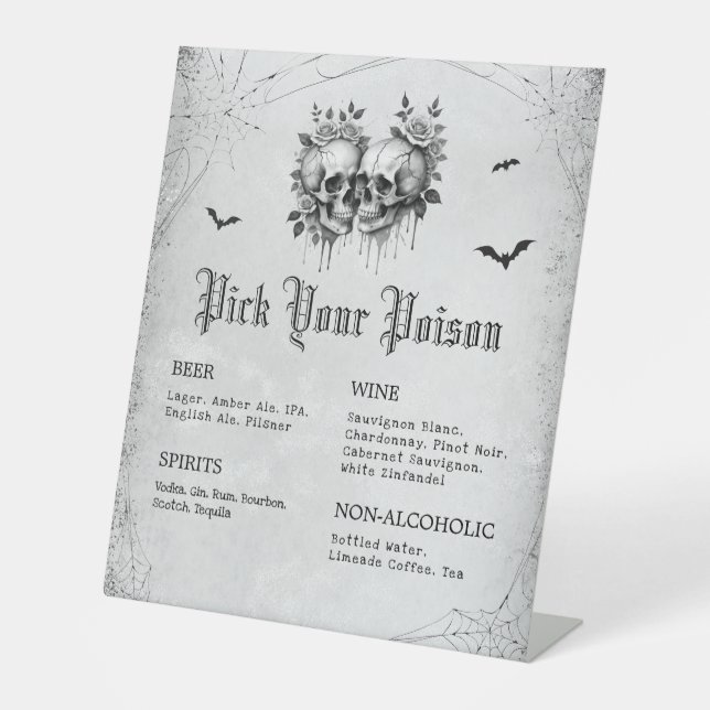 Halloween Pick Your Poison Bar  Pedestal Sign (Front)