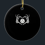 Halloween Pickle Skeleton Heart Hands Ceramic Ornament<br><div class="desc">A Halloween pickle skeleton heart hands design. Quirky,  fun,  and humorous.</div>