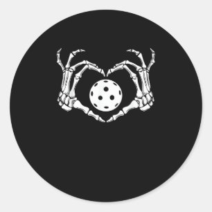Halloween Pickle Skeleton Heart Hands Classic Round Sticker