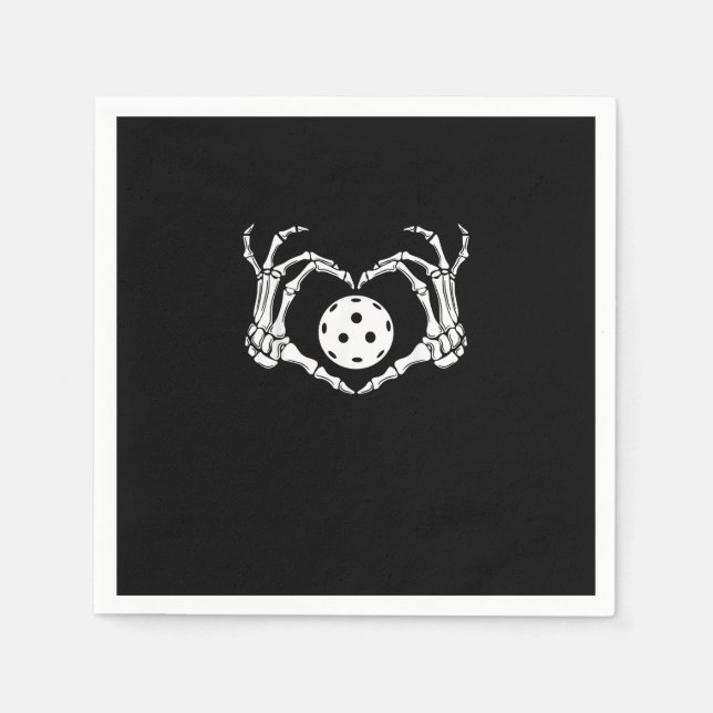 Halloween Pickle Skeleton Heart Hands Fun Design Napkins (Front)