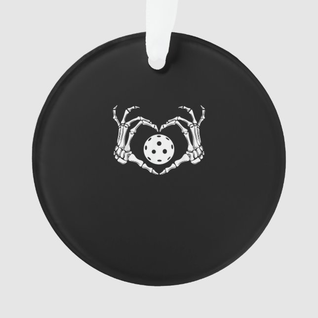 Halloween Pickle Skeleton Heart Hands Fun Design Ornament (Front)