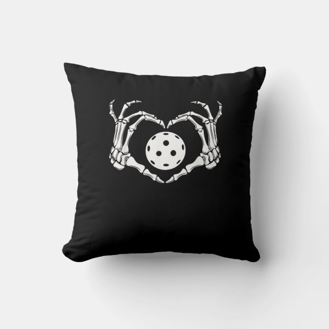 Halloween Pickle Skeleton Heart Hands Fun Design Throw Pillow (Front)