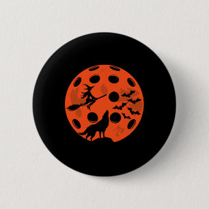 Halloween Pickleball Moon Spooky Graphic Button