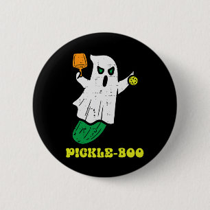 Halloween Pickleball Pickle Boo Ghost Costume Men Button