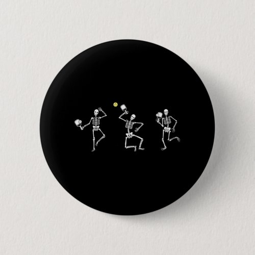 Halloween Pickleball Skeleton Button
